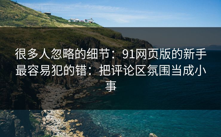 很多人忽略的细节：91网页版的新手最容易犯的错：把评论区氛围当成小事
